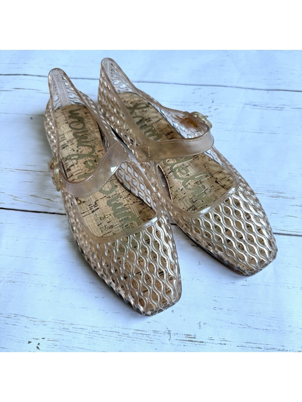 Sam Edelman Jelly Michaela Mary Jane Brown Transparent Flats Womens SIZE 8 NEW